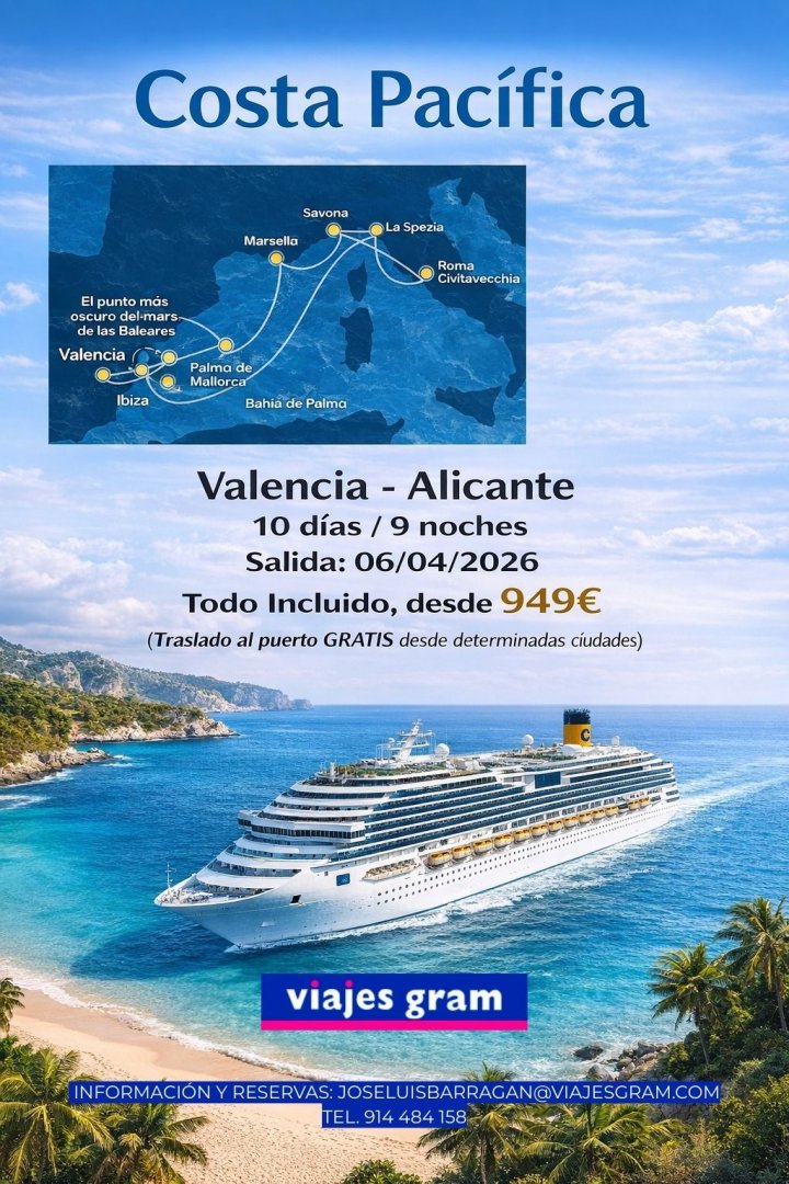 OFERTA CRUCERO COSTA PACÍFICA 06/04/2026