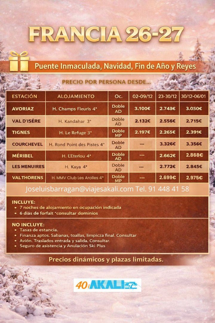 ALPES FRANCESES - TEMPORADA 26-27