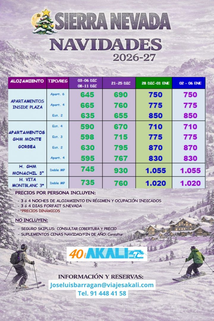 SIERRA NEVADA NAVIDADES 2026-27